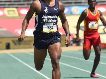 Jamaica College’s (JC) Makaelan Woods wins the Boys’ Class Two 400m semi-final at Champs 2026.