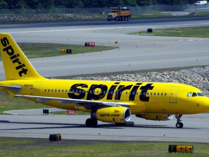 A Spirit Airlines 319 Airbus taxis at Manchester Boston Regional Airport, Friday, June 2, 2023, in Manchester, N.H. (AP Photo/Charles Krupa, File)