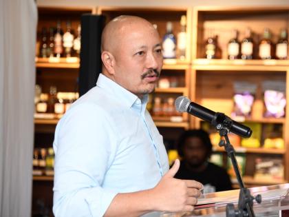 Matthew Lyn, chief executive officer of CB Group, addressing ‘The Time is Now’ media briefing yesterday held at the Jamica Food and Drink Kitchen in Kingston.