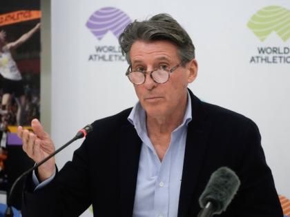 World Athletics President Sebastian Coe holds a press conference at the conclusion of the World Athletics meeting at the Italian National Olympic Committee, headquarters, in Rome, Wednesday, November 30, 2022.