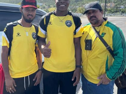 McKay New Raiders’ centre back, Richard Brown (centre) departed the island yesterday, accompanied by club executive Tye McKay (left) and owner Jason McKay, to start a 15-day trial at newly promoted North Macedonian First League team FK Skopje. 