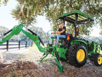 A John Deere compact tractor. 