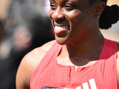 Sprint hurdler Danielle Williams smiling after winning the women’s 100m at the Grand Slam Track meet at the National Stadium in St Andrew on April 6.