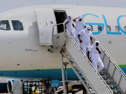 Haitians deported from the United States deplane at the international airport in Cap-Haïtien, Haiti, Thursday, August 27, 2026.