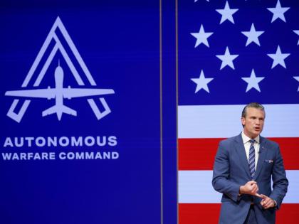 Secretary of Defence Pete Hegseth gives a State of the Force address at Marine Corps Base Quantico, Wednesday, in Quantico, Virgina.