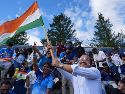 Fans of India cheer before the India vs Japan Suzuki Cup T20 cricket match in Sano, Japan, Tuesday, September 22, 2026, marking 75 years of diplomatic relations between the two countries. 