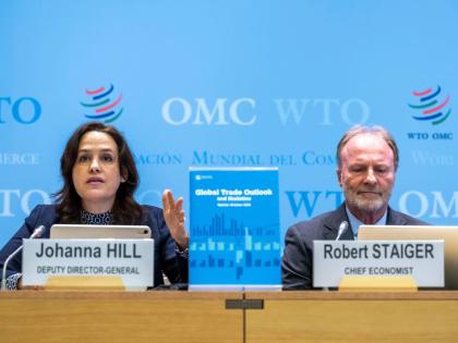 AP
World Trade Organization Deputy Director-General Johanna Hill (left) and Chief Economist Robert Staiger at a conference on Global Trade Outlook and Statistics, at the headquarters in Geneva, Switzerland, on Thursday, October 8, 2026. 