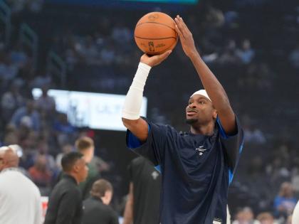 Oklahoma City Thunder guard Shai Gilgeous-Alexander warms up before an NBA basketball game, Wednesday, October 7, 2026, against the Milwaukee Bucks in Oklahoma City.  