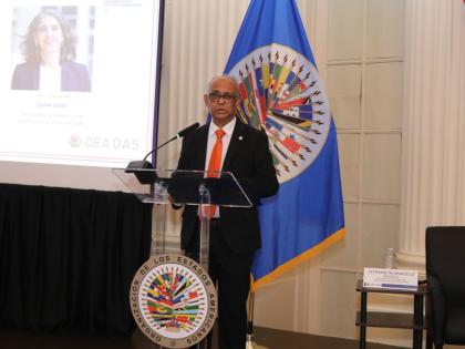 Secretary General of the Organization of American States (OAS), Albert Ramdin delivers remarks at the opening of the regional anti-corruption conference, Corruption: A Common Threat to Societies and Development at the OAS headquarters in Washington, D.C. 