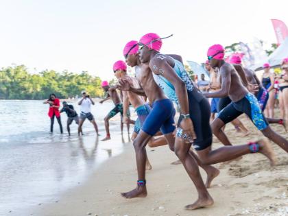 The start of a race during a previous staging of the Jamaica Inn Foundation’s Swim for the Sanctuary, which raises funds for the White River Fish Sanctuary.