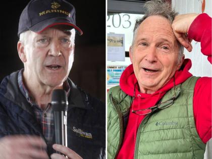 This combination photo shows Senator Dan Sullivan (left), R-Alaska, and Dan Sullivan (right).