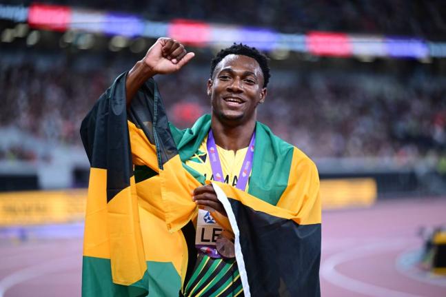 Bryan Levell is all smiles after mining bronze in the men's 200 metres at the World Athletics Championships inside the Japan National Stadium earlier today.
