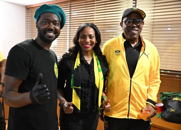 Gladstone Taylor/Multimedia Photo Editor 
From left: Chef Richardo Boreland, Her Excellency Shorna-Kay Richards, Jamaican ambassador to Japan, and team manager Ian Forbes at the embassy’s welcome party at the Embassy of Jamaica, Minato,Tokyo, Japan on Th