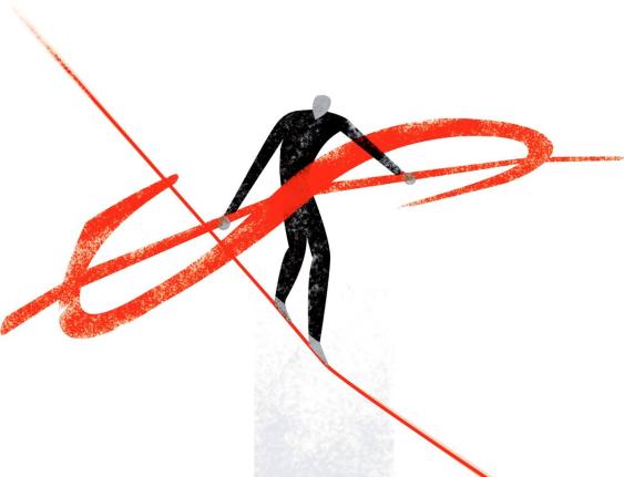 Money tightrope illustration