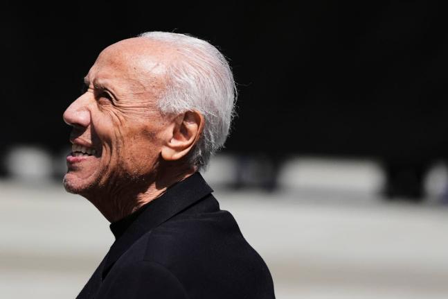 Former NBA basketball player and coach Lenny Wilkens smiles before his statue unveiling event outside Climate Pledge Arena, June 28, 2025, in Seattle. 