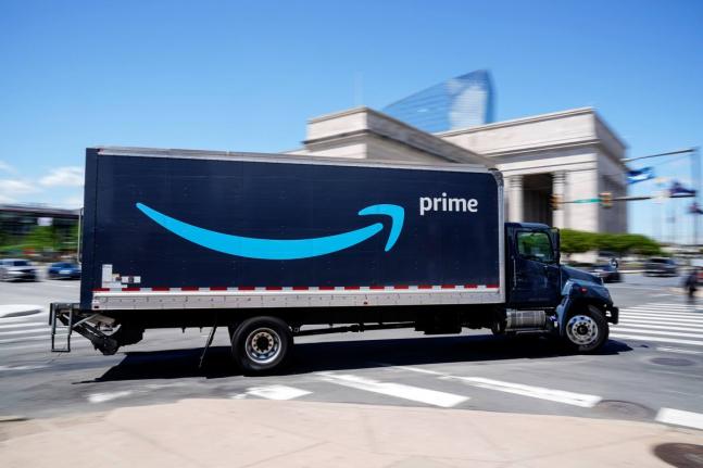 An Amazon truck seen on the streets of Philadelphia.
