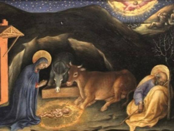 Manger scenes displayed around Christmastime usually feature an ox and an ass beside the infant Jesus.