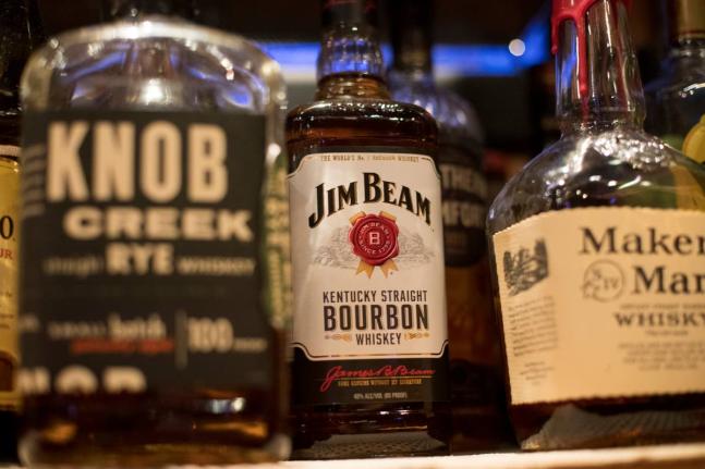  Jim Beam, Knob Creek and other alcohol bottles are pictured at a bar in Eagle, Colorado USA. (AP Photo)