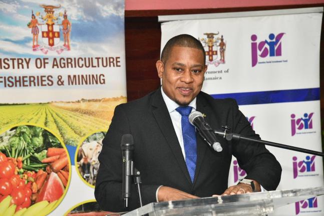 Minister of Agriculture, Fisheries and Mining, Floyd Green, brings remarks at the official Contract Signing Ceremony for the Greenhouse Clusters and Cooperative Infrastructure Upgrade Project held on February 24 at the Ministry’s Hope Gardens headquarter