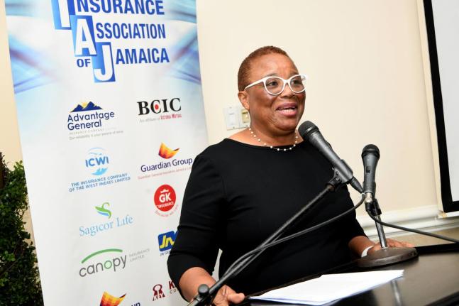 Rudolph Brown/Photographer
Newly elected president of the Insurance Association of Jamaica (IAJ), Sharon Donaldson, speaks during IAJ annual general meeting at the Courtleigh Hotel in New Kingston on Wednesday, May 11, 2022.