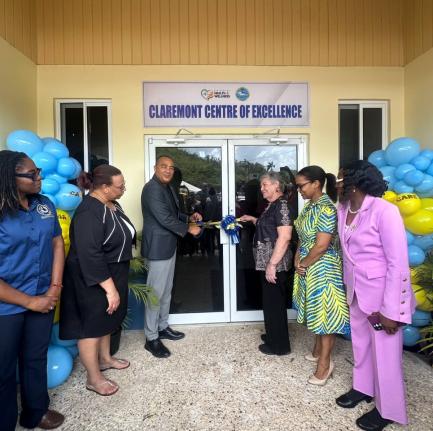 Minister of Health & Wellness Dr Christopher Tufton at the opening ceremony for the Golden Care geriatric clinic at the Claremont Centre for Excellence with (from left) Fabia Lamm, regional director, Northeast Regional Health Authority; Dr Douladel Tyndale