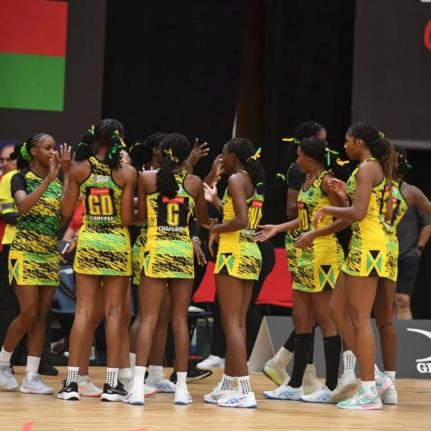 Jamaica’s U21 netballers celebrate.