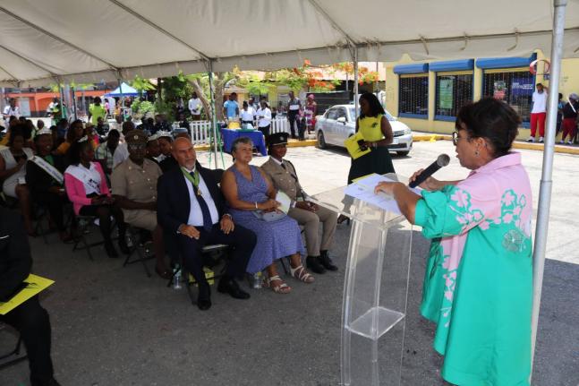 Marissa Dalrymple-Philibert, minister of state in the Ministry of Justice and Constitutional Affairs, delivering the prime minister’s Independence message.