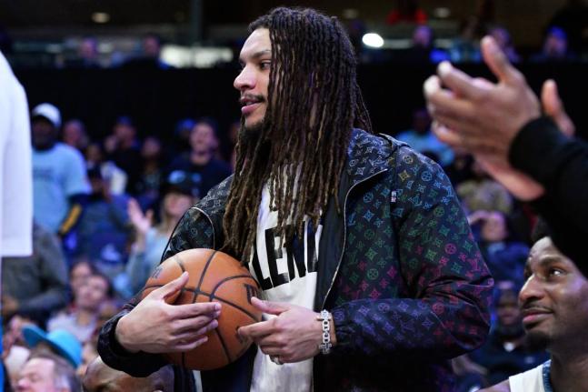 AP 
Memphis Grizzlies forward Brandon Clarke looks on from the bench in the second half of an NBA basketball game against the Minnesota Timberwolves, February 3, in Memphis, Tennessee. 