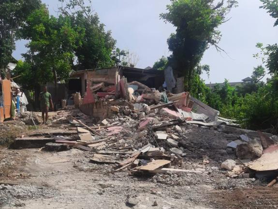 A demolished home in Cooper's Pen, Trelawny.