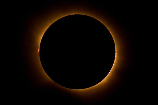 A total solar eclipse is seen from Berlanga de Duero, central Spain, on Wednesday.