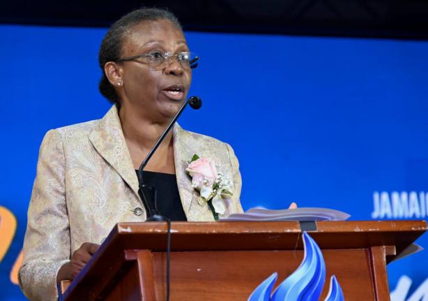Attorney-at-law Helene Coley Nicholson, president of Lawyers’ Christian Fellowship Jamaica, addresses yesterday’s opening session of the Jamaica Teachers’ Association’s 62nd annual conference at the Ocean Coral Spring in Trelawny.
