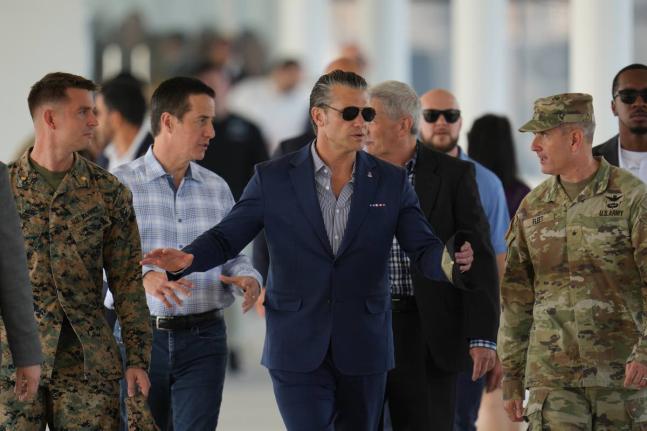 US Defence Secretary Pete Hegseth arrives to observe a US-sponsored multinational military exercise in Panama City, August 13.