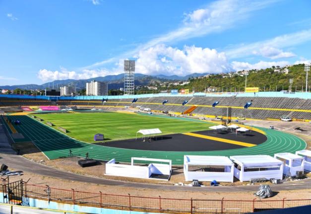 The newly resurfaced running track at the National Stadium in Kingston.