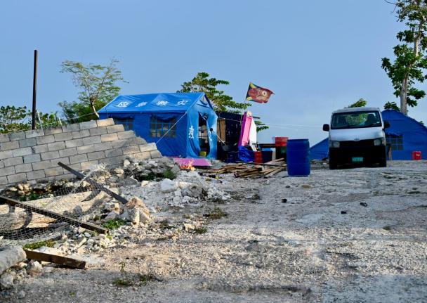 Tents erected on the ground in Coopers Pen, Trelawny, after approximately 20 houses were demolished last month.