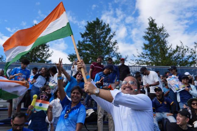 Fans of India cheer before the India vs Japan Suzuki Cup T20 cricket match in Sano, Japan, Tuesday, September 22, 2026, marking 75 years of diplomatic relations between the two countries. 