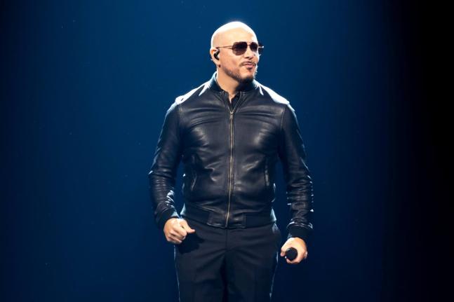 Pitbull performs in concert in London on June 9, 2025. 