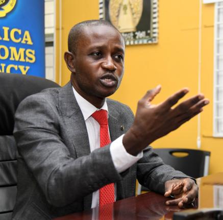 Kirk Benjamin, comissioner of customs at the Jamaica Customs Agency, speaks with The Gleaner during an interview at his Kingston office recently. 