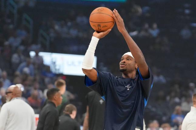 Oklahoma City Thunder guard Shai Gilgeous-Alexander warms up before an NBA basketball game, Wednesday, October 7, 2026, against the Milwaukee Bucks in Oklahoma City.  