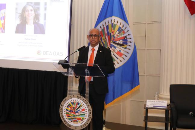 Secretary General of the Organization of American States (OAS), Albert Ramdin delivers remarks at the opening of the regional anti-corruption conference, Corruption: A Common Threat to Societies and Development at the OAS headquarters in Washington, D.C. 