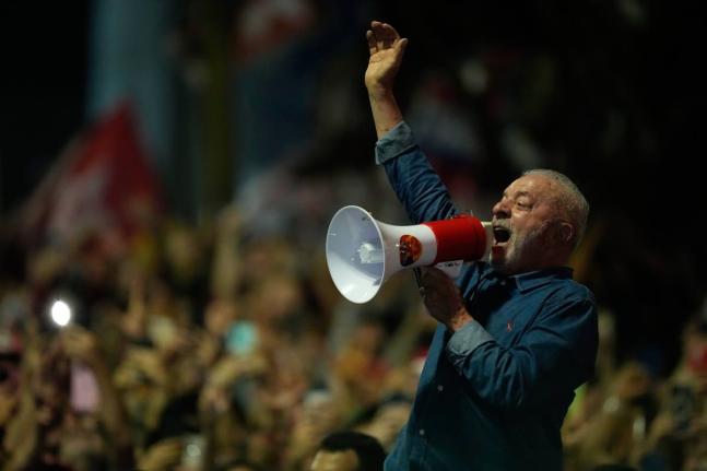 President Luiz Inácio Lula da Silva addresses supporters during a victory rally after winning a fourth term in the presidential runoff on Paulista Avenue in São Paulo, Brazil.