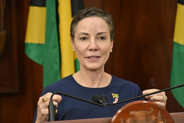 Kamina Johnson Smith, Jamaica’s Foreign Affairs and Foreign Trade Minister speaking at the Post Cabinet Press Briefing on Wednesday. 