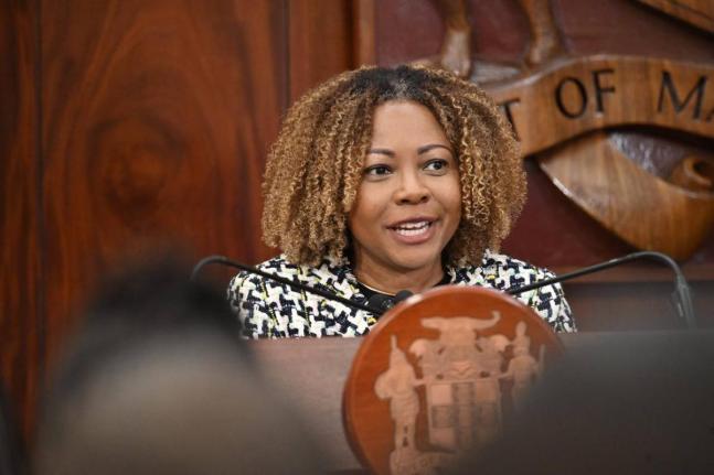 Minister of Information Senator Dr Dana Morris Dixon speaking at a post-Cabinet press briefing at Jamaica House on Wednesday, October 28, 2026.