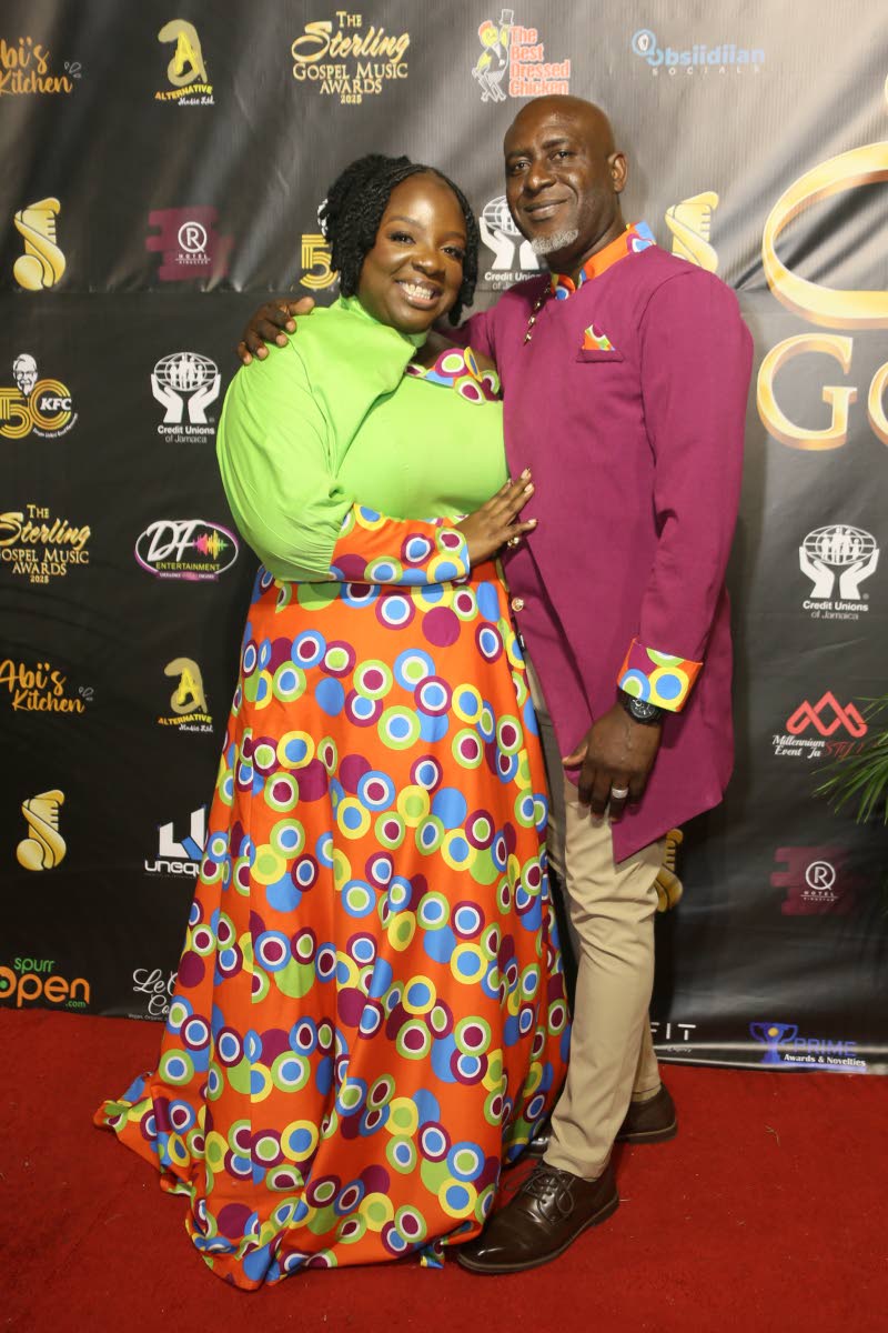 Petra Kaye Linton-Lovelace and Kirk Lovelace show off their geometric coordination. 