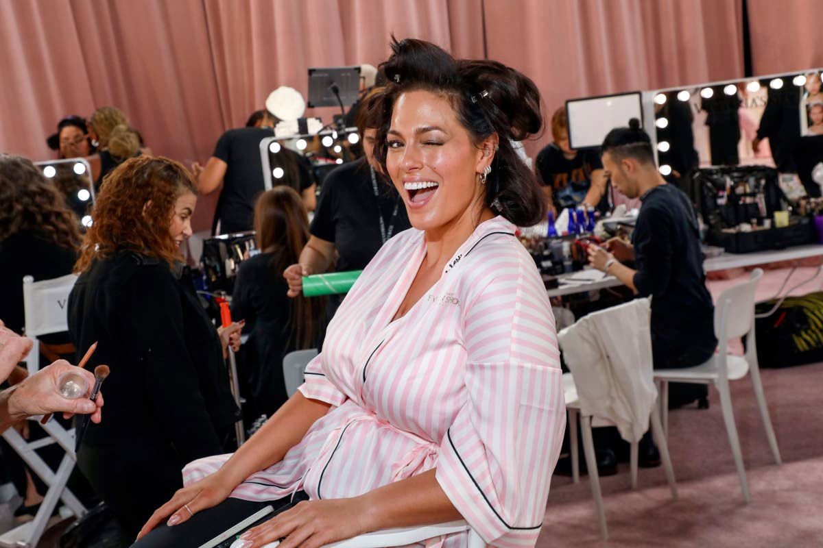 Fashion model Ashley Graham gets ready backstage before the Victoria’s Secret Fashion Show on Wednesday.