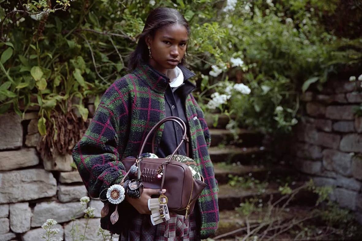 SAINT star Dru Campbell in the new Miu Miu Automne campaign collection.