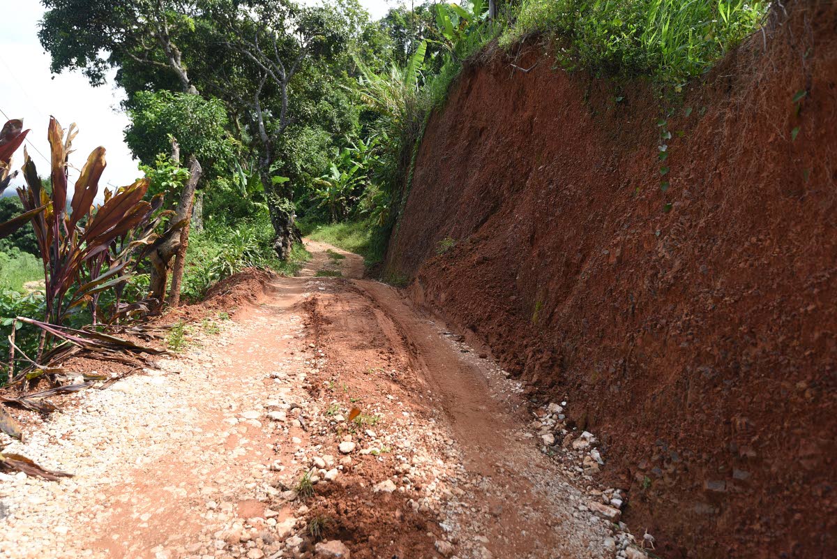 Roadway in McGlashen, St Andrew, made by residents without state assistance after the main roadway collapsed nearly a year ago.