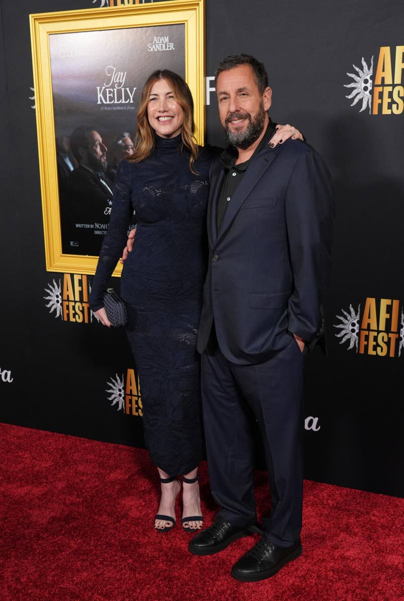 No stranger to films like ‘Grown Ups’ and ‘Click’, actor and comedian Adam Sandler stars as Ron Sukenick, the devoted manager of the titular character, Jay Kelly. Here, he poses with his wife, Jackie, on the AFI FEST red carpet.
