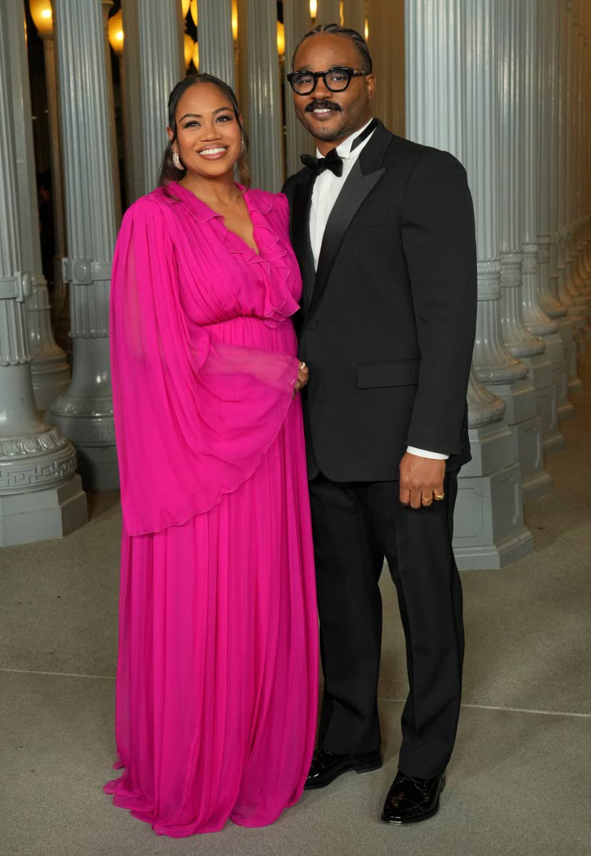 Ryan Coogler (left) and his wife, Zinzi Coogler, arrive at the LACMA Art + Film Gala on Saturday. Both wore Gucci. 