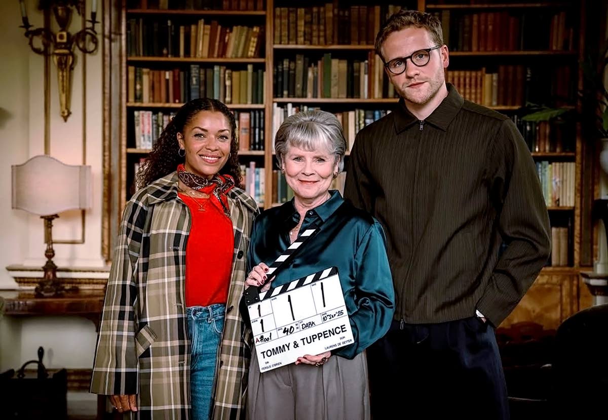 Antonia Thomas (left) with co-stars Imelda Staunton (centre) and Josh Dylan on the set of the upcoming Britbox show, ‘Agatha Christie’s Tommy and Tuppence’.