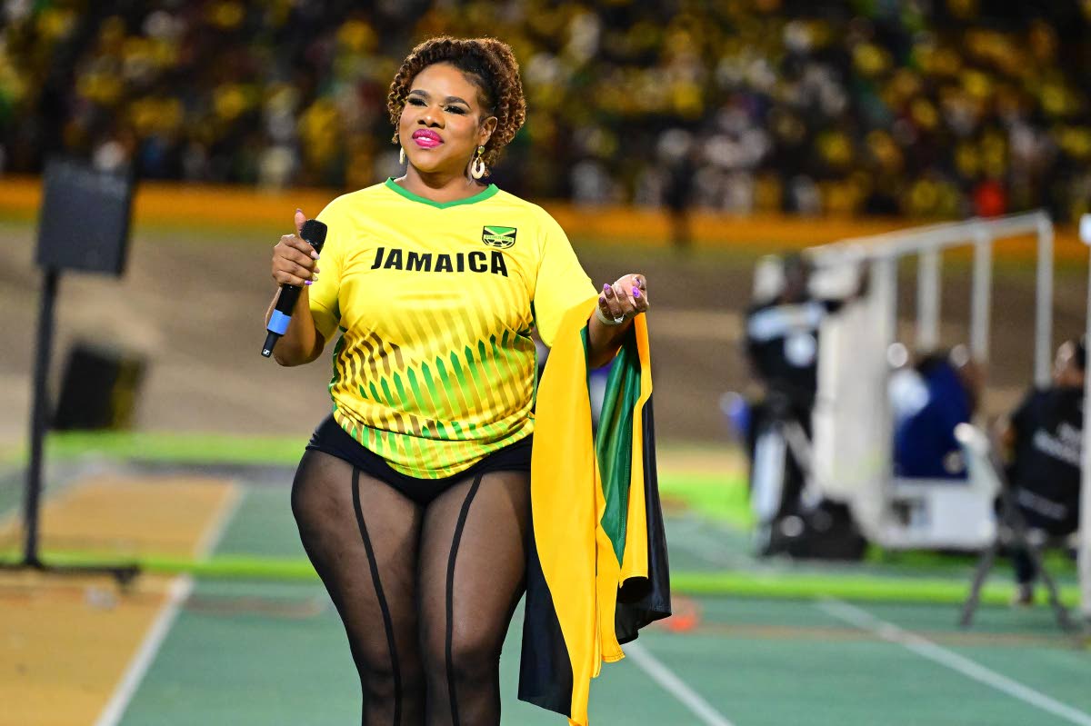 Attorney-at-law and host Khadine ‘Miss Kitty’ Wilkinson paired her Jamaica jersey with sheer tights as she performed hosting duties at the match. 